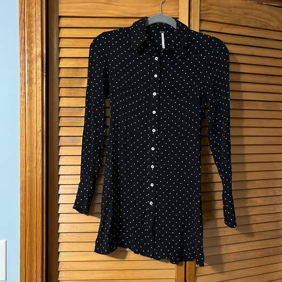 Free People Black Long Sleeve Polka Dot Dress - Picture 3 of 6
